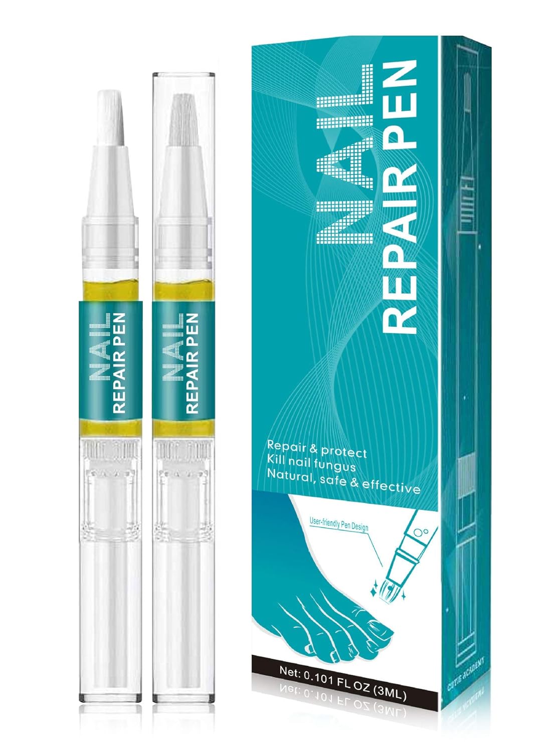 Toenail and Nail Repair Pen, Care Solution for Toenails and Fingernails, Repairs Discolored and Damaged Nails, 2PCS : Beauty