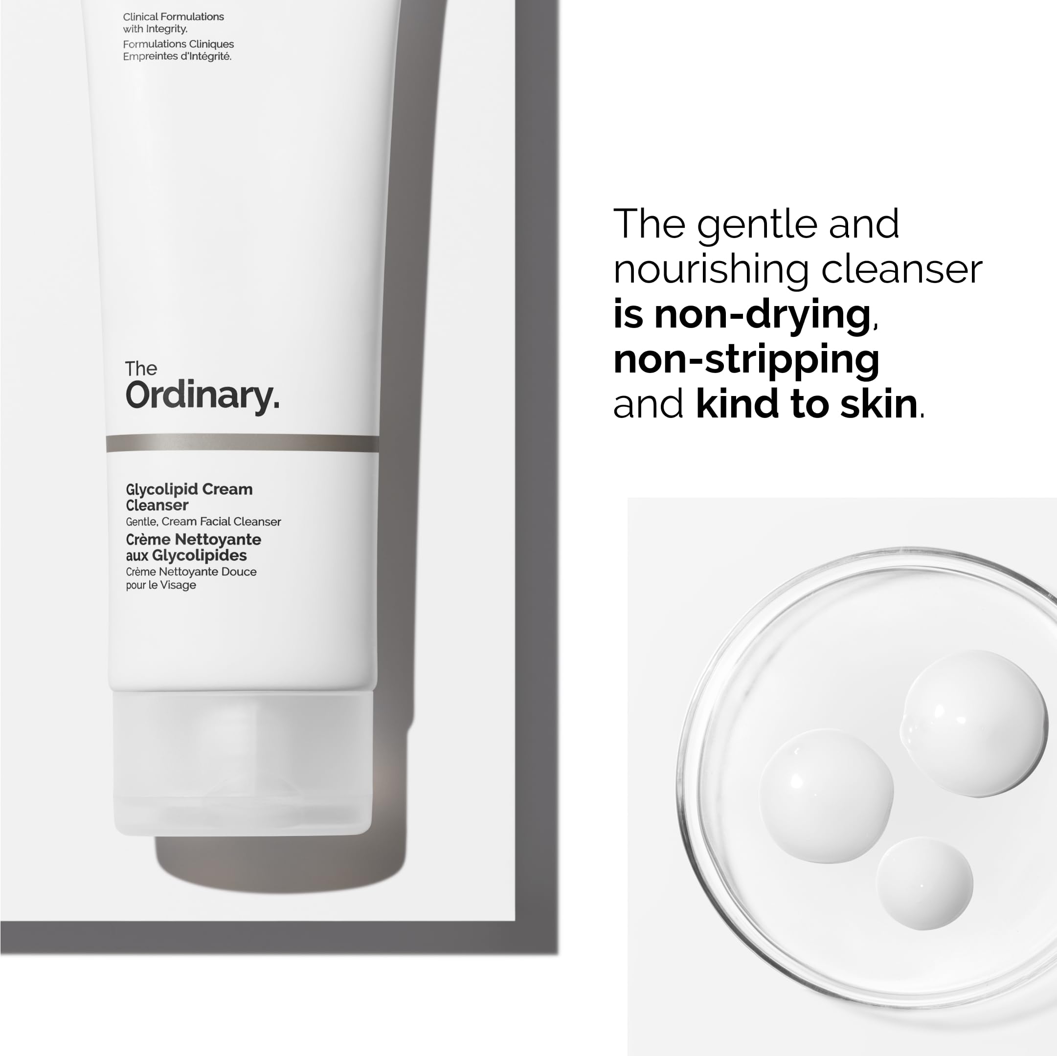 The Ordinary Glycolipid Cream Cleanser, Gentle Makeup Removal with Plant-Derived Glycolipid Agents, 5.1 Fl Oz