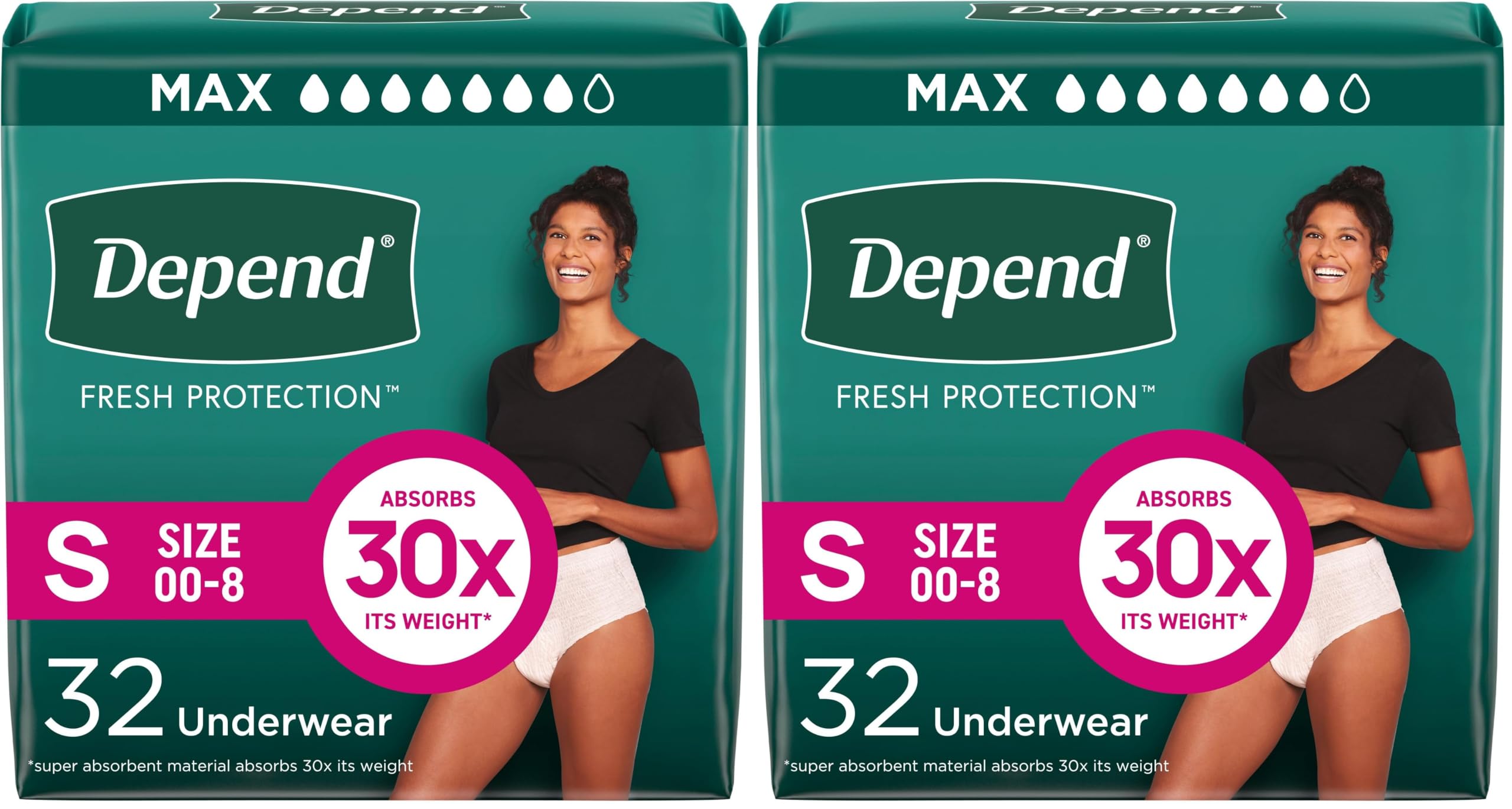 Depend Incontinence Underwear, Women, Small, 64 Count | Maximum Protection | Blush | Disposable Image