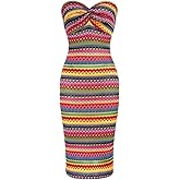 Floerns Women's Boho Tribal Sleeveless Strapless Tube Twist Front Bodycon Maxi Dresses