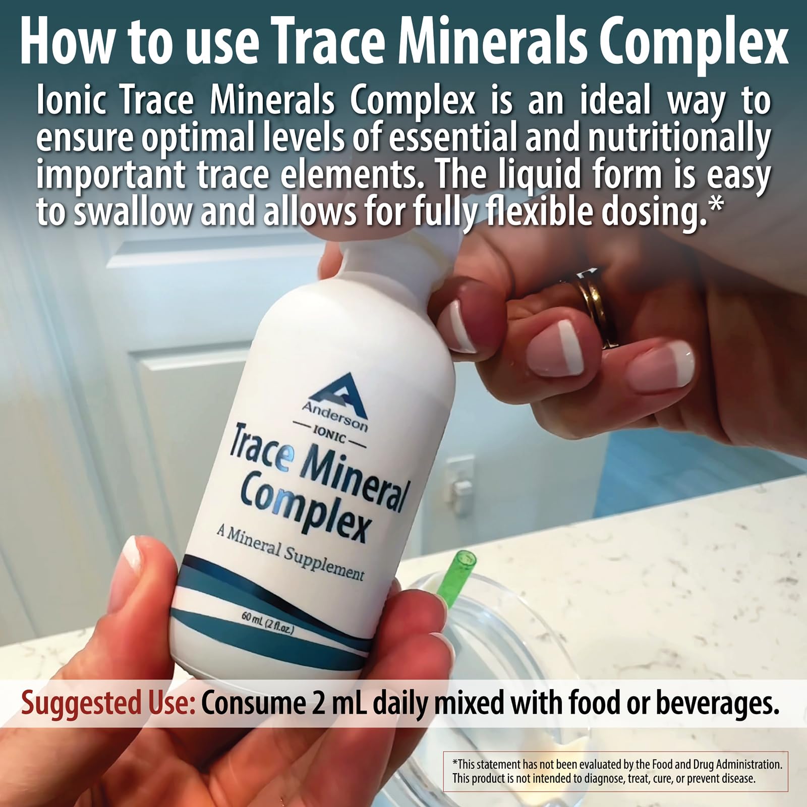Trace Mineral Complex | Full Spectrum Minerals | Ionic Liquid Mineral Drops for Water | Electrolytes, Hydration Supplement | 2 fl oz Glass Bottle