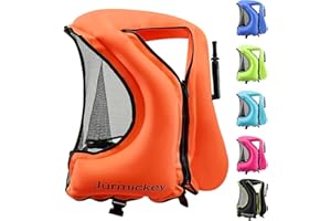 JURMICKEY Snorkel Vest for Adults, Inflatable Snorkeling Vest for Men & Women, Portable Swim Jacket & Buoyancy Vest for Snorkeling, Swimming, Kayaking, Boating