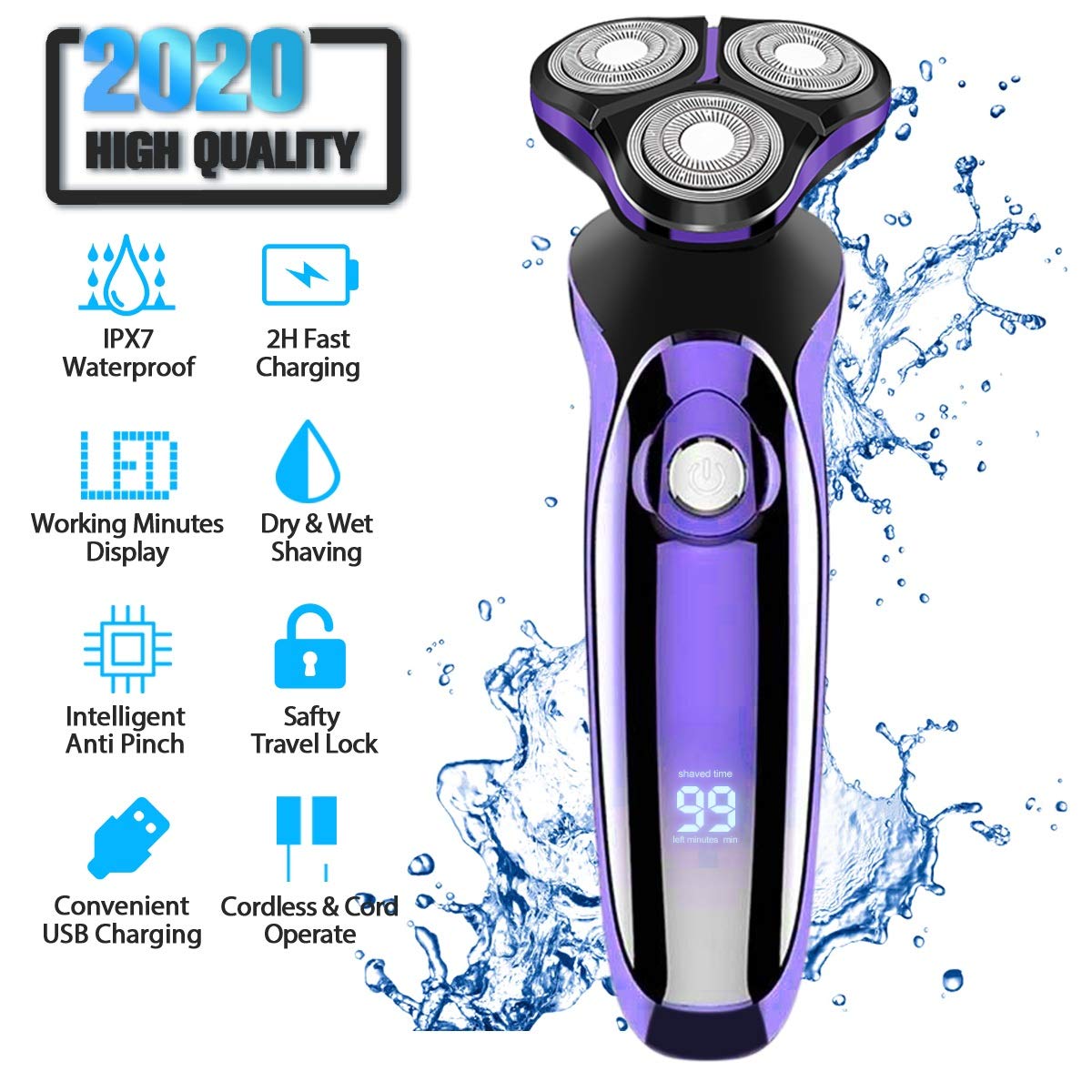 Electric Razor, Electric Shavers for Men, Dry Wet