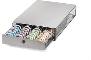 Starfrit Coffee Pod Capsule Drawer - Holds up to 40 Nespresso Vertuoline Pods - Under Brewer Storage Rolling Drawer - Silver