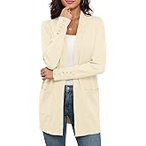 VIISHOW Women Cardigan Sweater Lightweight Open Front Long Sleeve Soft Fine Knit Casual Trendy Kimono Cardigans with Pockets