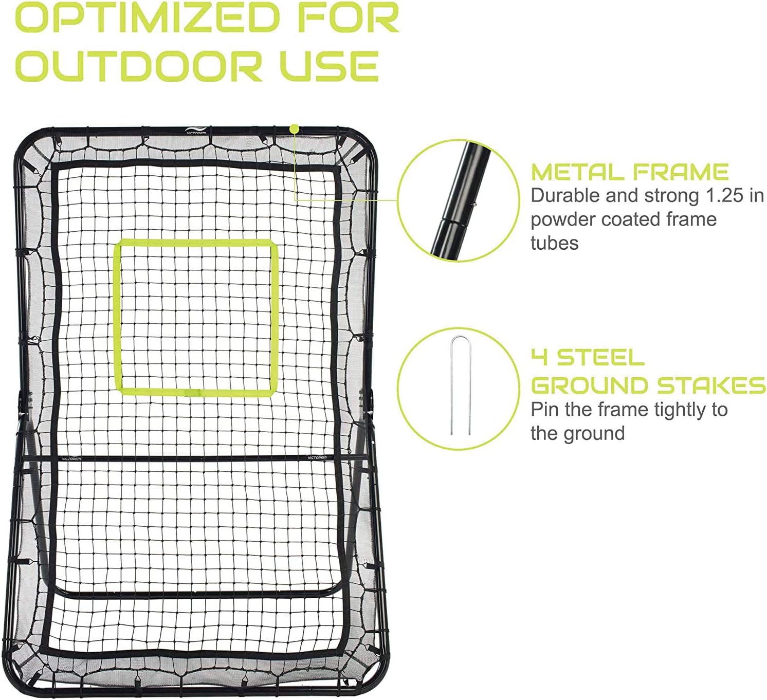Victorem Lacrosse Rebounder - Bounce Back, Pitch Back Rebounder for Lacrosse, Baseball and Softball Training with Extra Net : Sports & Outdoors