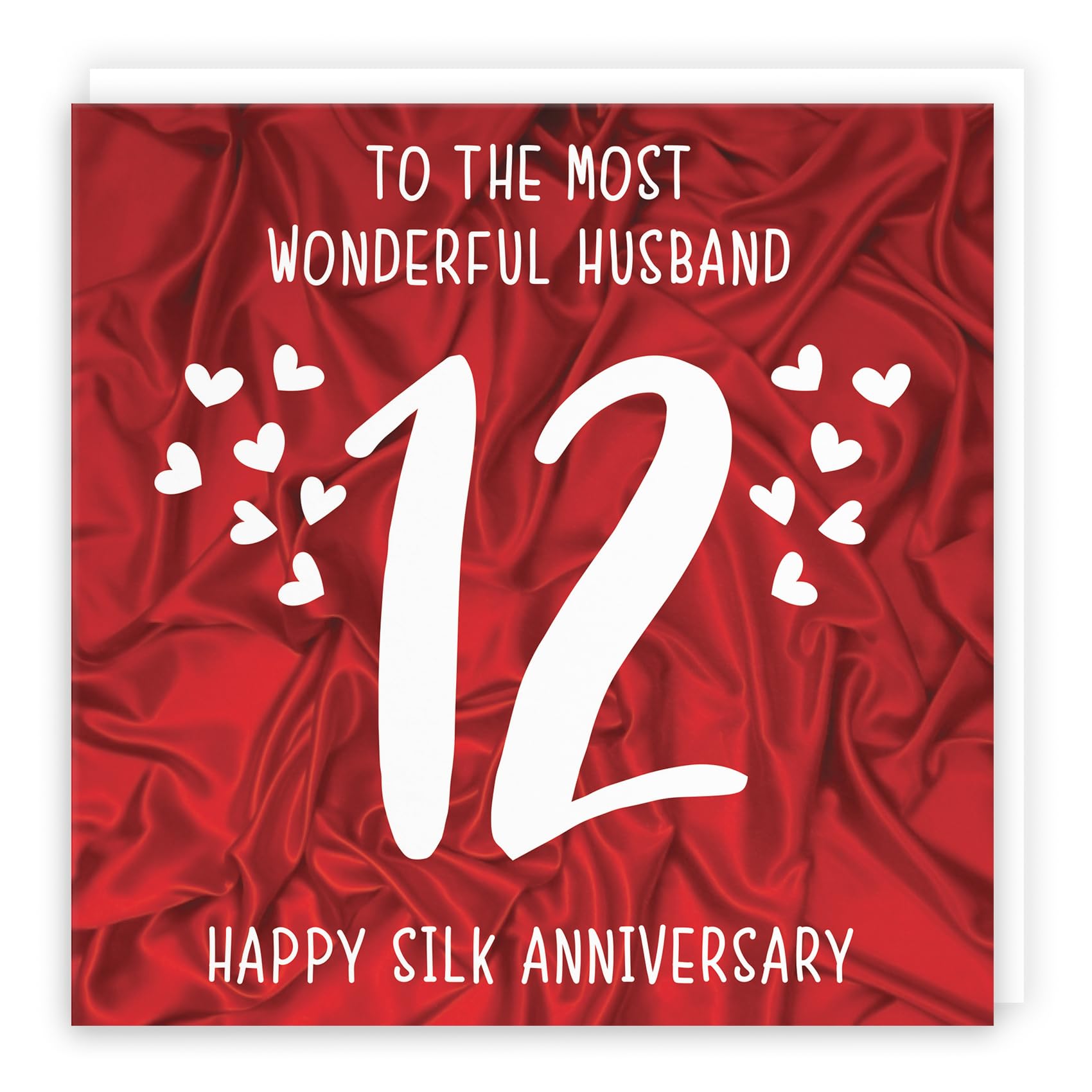 Hunts England - Husband 12th Anniversary Card - To The Most Wonderful Husband - 12 Years Together - Happy Silk Anniversary - Iconic Collection — image 1