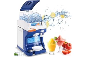 Newhai Ice Shaver Commercial Ice Crusher Electric Shaved Ice Machine 300W Automatic Snow Cone Maker 1400RPM Thickness Adjusta