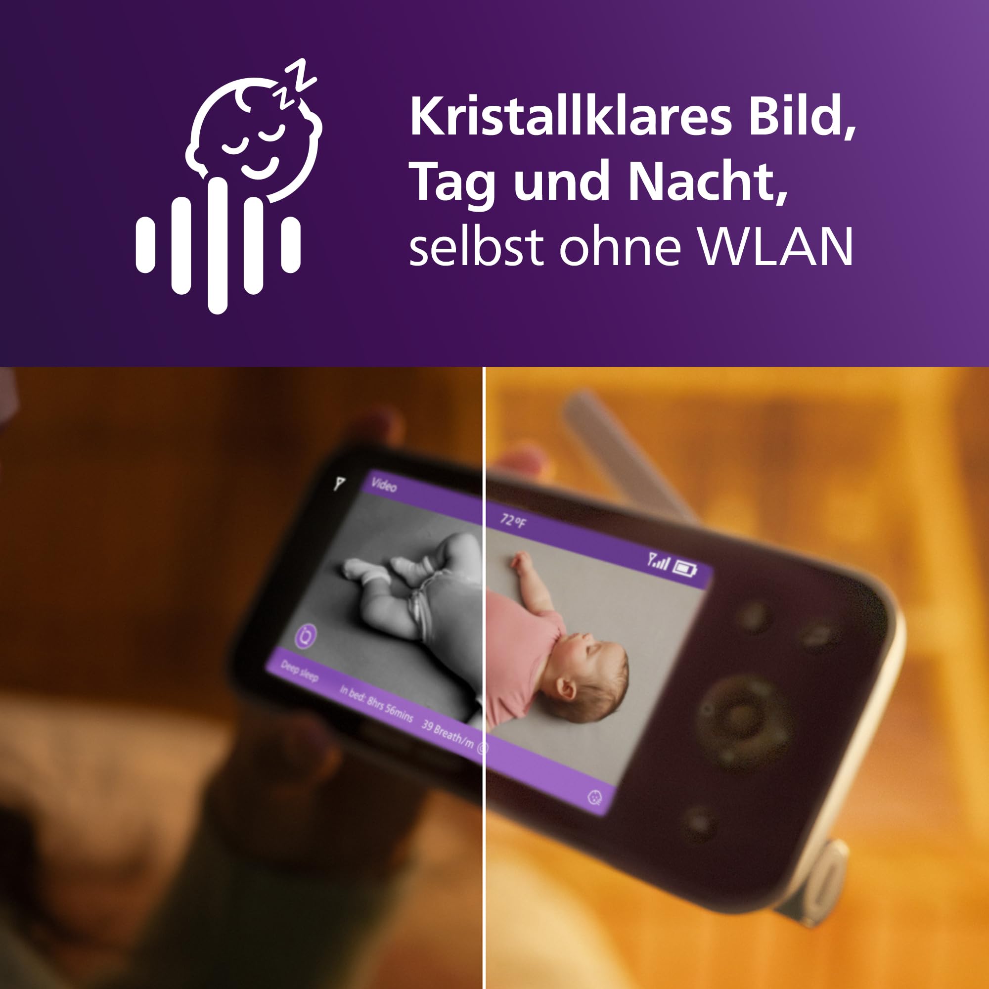 Philips AVENT Premium Connected Babyphone mit Kamera, das bisher Beste Babyphone, Schlaf- und Atmungs-Tracking mit KI, Schrei-Interpretation, DEKRA Zertifiziert privat und sicher, SCD973/26 3
