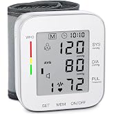 MMIZOO Wrist Blood Pressure Monitor BP Machine with Carrying Case White | FDA Cleared, Large LCD Display, Automatic 99x2 Sets Time Stamped Memory, Adjustable Cuff (5.31-7.68"), For Home/Travel Use