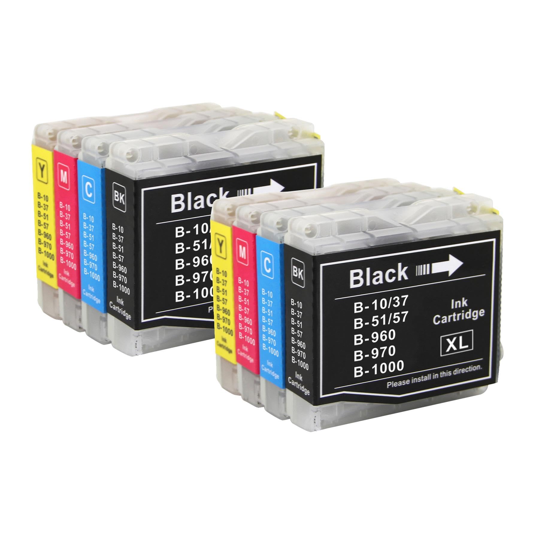 2 Go Inks Set of 4 Ink Cartridges to replace Brother LC970 and LC1000 Compatible/non-OEM for Brother DCP, MFC, FAX Printers (8 Inks), Black, Cyan, Magenta, Yellow