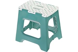 Vigar Compact Foldable Stool, 12-1/2 inches, Lightweight, 330-pound Capacity Non-Slip Folding Step Stool, Geometric Top