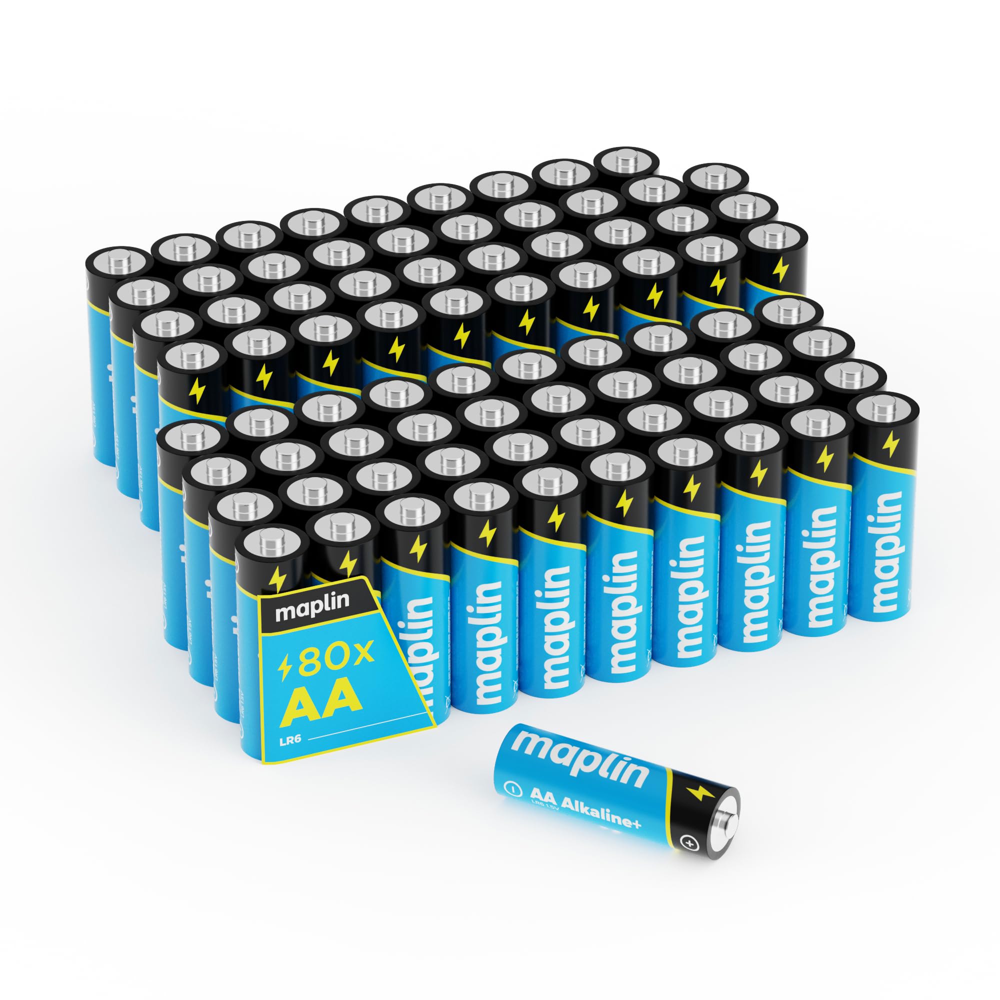 Maplin 80x AA LR6 1.5V Alkaline Batteries 10 Year Shelf Life High Performance