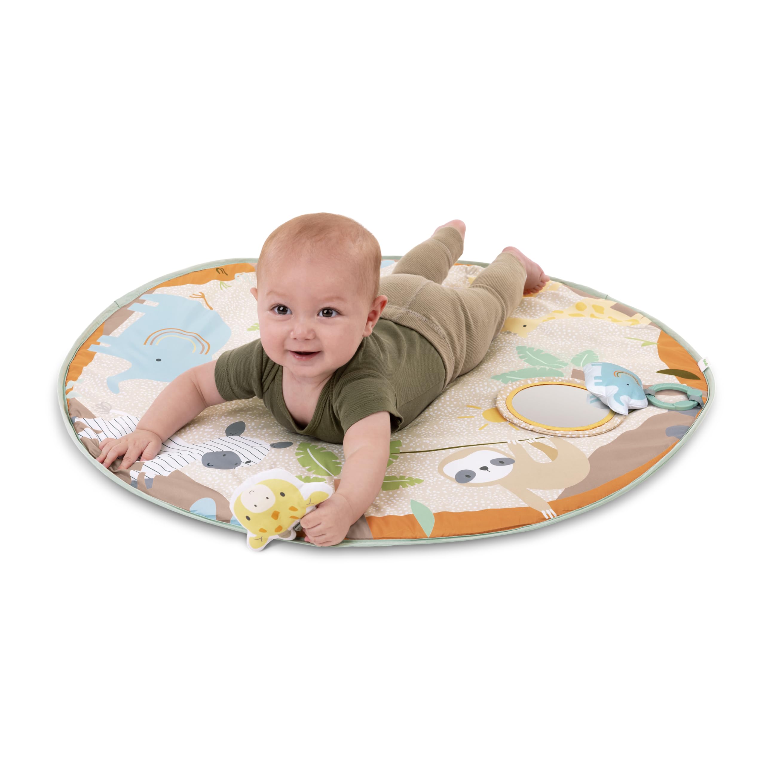 Ingenuity Wonder & Wood Baby Spielmatte & Holzspielzeugbogen - Spielgerät für Baby, faltbare A-Rahmenstange mit 3 herausnehmbaren Spielzeugen, maschinenwaschbare Matte, Unisex, für Alter 0-36 Monate 5
