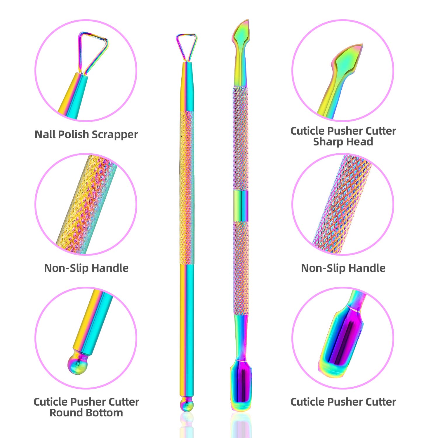 XIPOO Cuticle Trimmer with Cuticle Pusher, Salon Level Cuticle Remover Cuticle Nippers, Professional Stainless Steel Cuticle Cutter, Perfect Pedicure Manicure Tools for Nails: Beauty