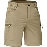 TACVASEN Men's Hiking Cargo Shorts 10" Quick Dry Lightweight Casual Summer Outdoor Golf Shorts with 5 Zipper Pockets