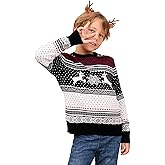 MISSKY Family Christmas Sweater Crew Neck Reindeer Snowflakes Knitted Pullover for Women/Men/Kids