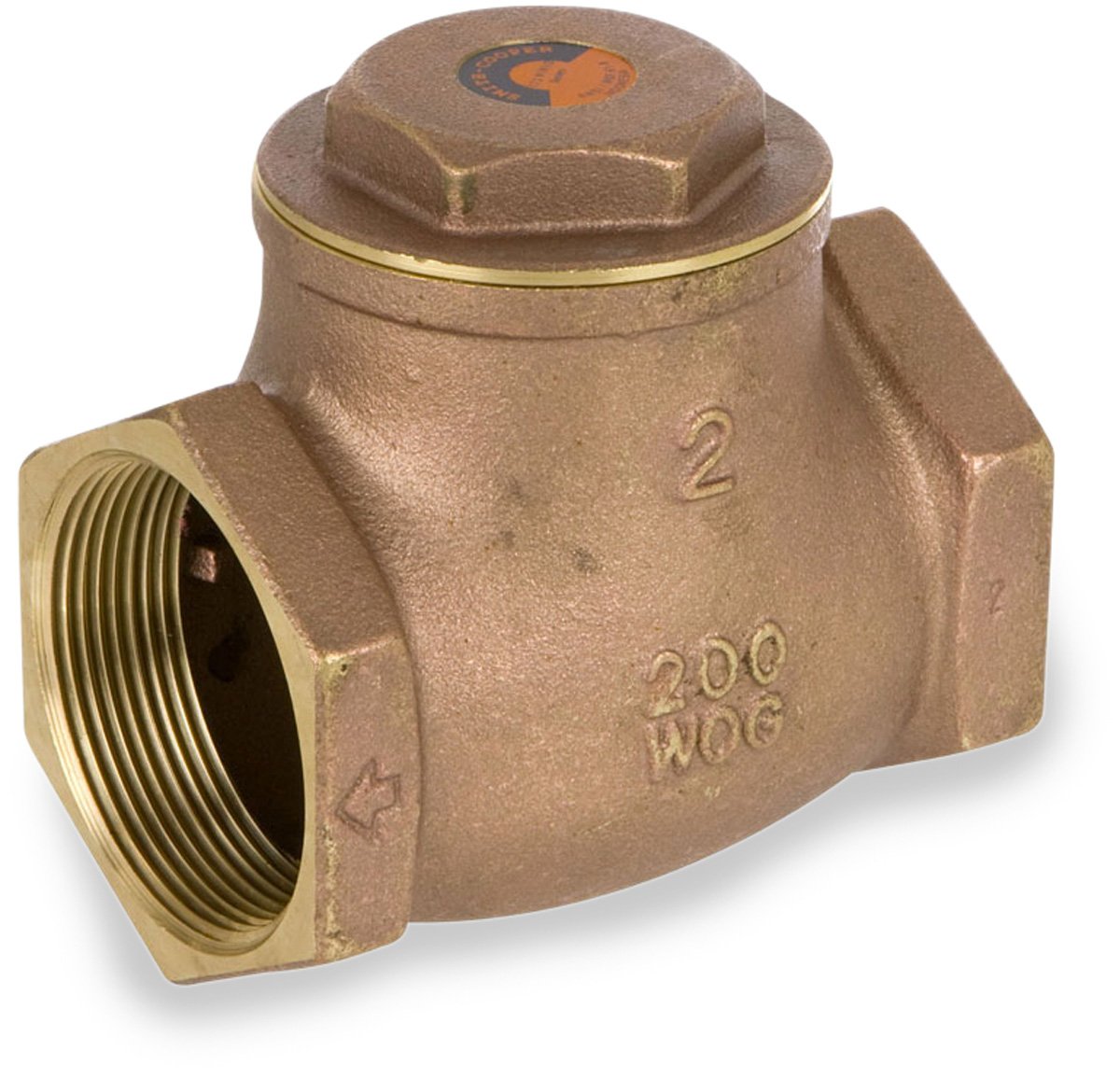 Smith-Cooper International 9191L Series Brass Swing Check Valve, Potable Water Service, 2" NPT Female