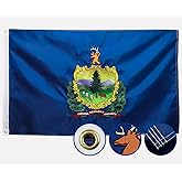 Double Sided Vermont State Flag 3x5 Outdoor The Longest Lasting VT Flags Heavy Duty 210D Nylon, Sewn Stripes, Embroidered, Stronger Brass Grommets,4 Stitched Hemming, Perfect for Outside