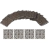 Antique Bronze Iron Filigree Pendant,50Pcs Square Iron Filigree Charm Pendant Connectors Hollow Electroplating Metal Embellishments for DIY Connectors for Jewelry Making