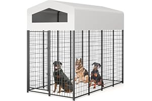 XBRIGH 86" L x45 W x 79" H Large Dog Kennel Outside with Windproof Anti-UV Cover,Heavy Duty Outdoor Dog Kennel with Secure Lock for Backyard(Note: Electric Screwdriver Required)…