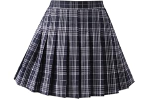 BIRBYRRLY Women's & Girls' Pleated Plaid Mini Skirt School Girl Skirts Skorts Mom and Daughter Matching Outfits