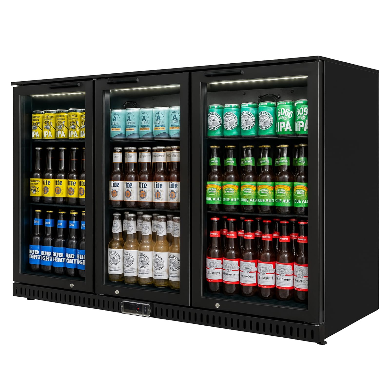 Photo 1 of ***SELLING FOR PARTS*** Bluelinecool Back Bar Cooler with 3 Glass Doors, 11.5 cu.ft Under Counter Beverage Refrigerator, Mini Fridge Cooler with LED Lighting for Soda Drinks, Beer, Wine