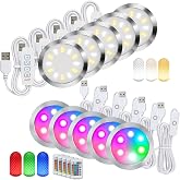 LED Lamp Kit for Bambu Lab, LED Lamp Kit 001 for Bambu Lamp Kit 3D Printer LED Lights Puck Light Makerworld Model Light 5 Volt LED Project Light Craft DIY Accessories (5PCS RGB Colors+5PCS Tri-Color)