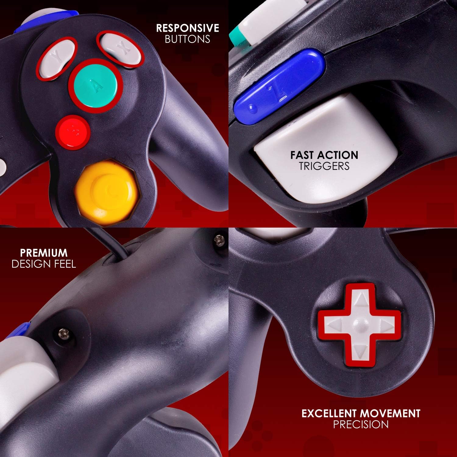 4 Pack Gamecube Controller Bundle - with 4 Extension Cords and a 4-Port Adapter for/Switch/PC by EVORETRO: Electronics