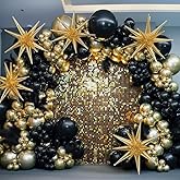 EICUECUE Black and Gold Balloons Garland Arch Kit 200Pcs - 5 10 12 18 22inch Black Gold Confetti Latex Balloons for 2026 New Year Graduation Anniversary Birthday Baby Shower Wedding Party Decorations