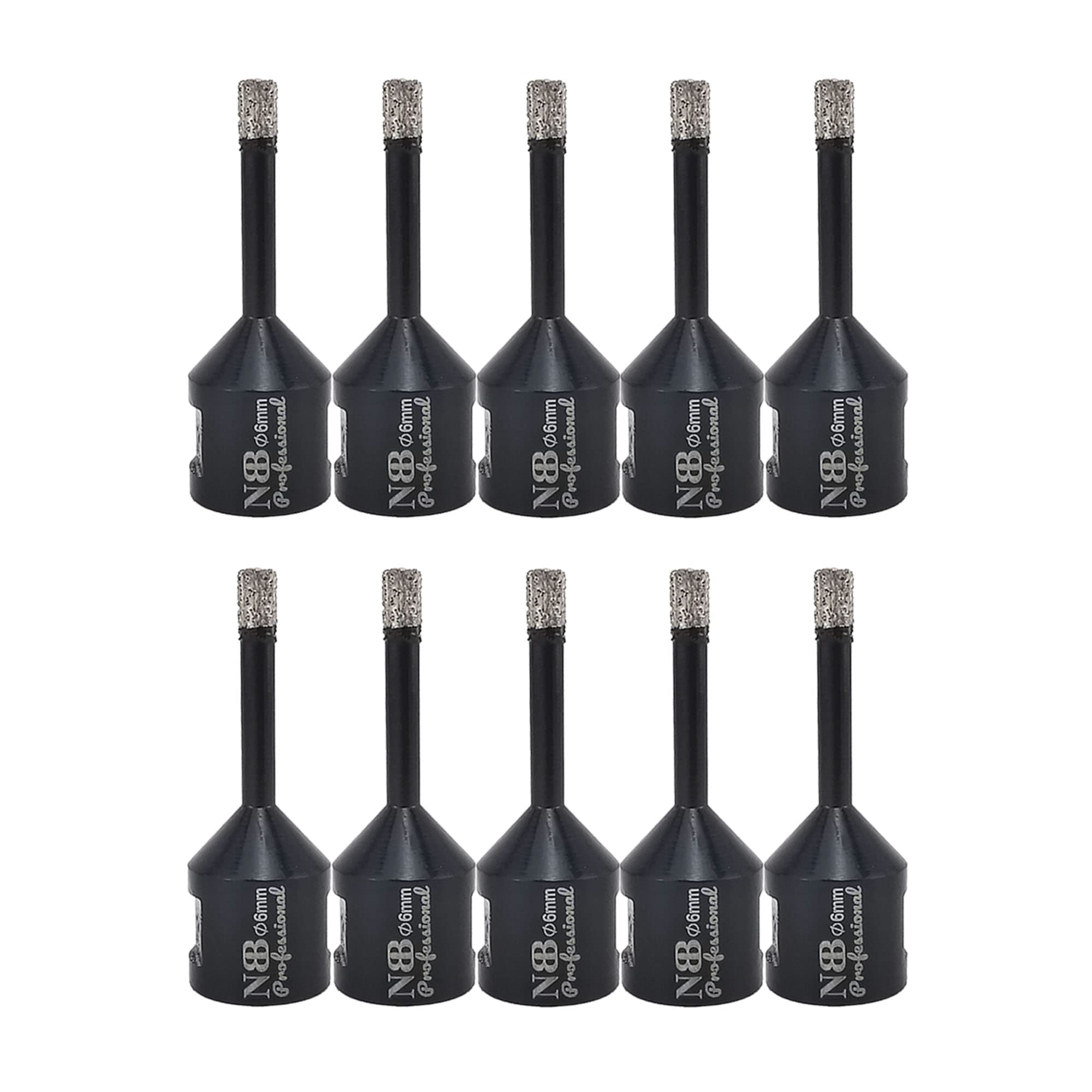 NBB Vacuum brazed Diamond Hole Saw with M14, for Dry or Wet Drilling Professionally on Hard Porcelain, Ceramic, Tile, Granite, Marble, Fast, Durable, for Angle Grinder (6mm x10pcs) — image 1