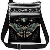 XiaoGalaee Night Sky Moth Crossbody Bag Moon Moth Purse | Adjustable Shoulder Strap Messenger Bag Birthday Gift for Friend Insect Lover Christmas Gift for Her