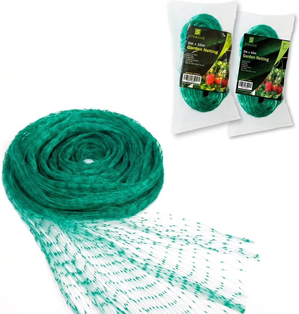 Straame Garden Netting 2m x 10m Green Nylon Fine Mesh 2 Pack