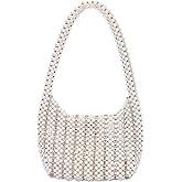 CHIC DIARY Pearl Shoulder Bag for Women Small Beaded Underarm Purse Hobo Handbag Tote for Evening Party Wedding