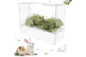 UCANVIN Rabbit Hay Feeder with Lid,Hanging Food Dispenser for Rabbit, Guinea Pig, Bunny, Chinchilla, 116oz Large Capacity 1pack