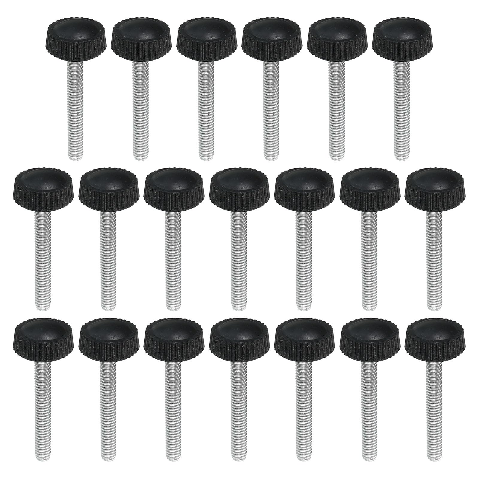 PATIKIL M4x30mm Knurled Thumb Screws, 20 Pack Male Thread Round Clamping Screws Knobs Hand Grip Bolts Mounting Fasteners for Lighting Furniture Hardware Black