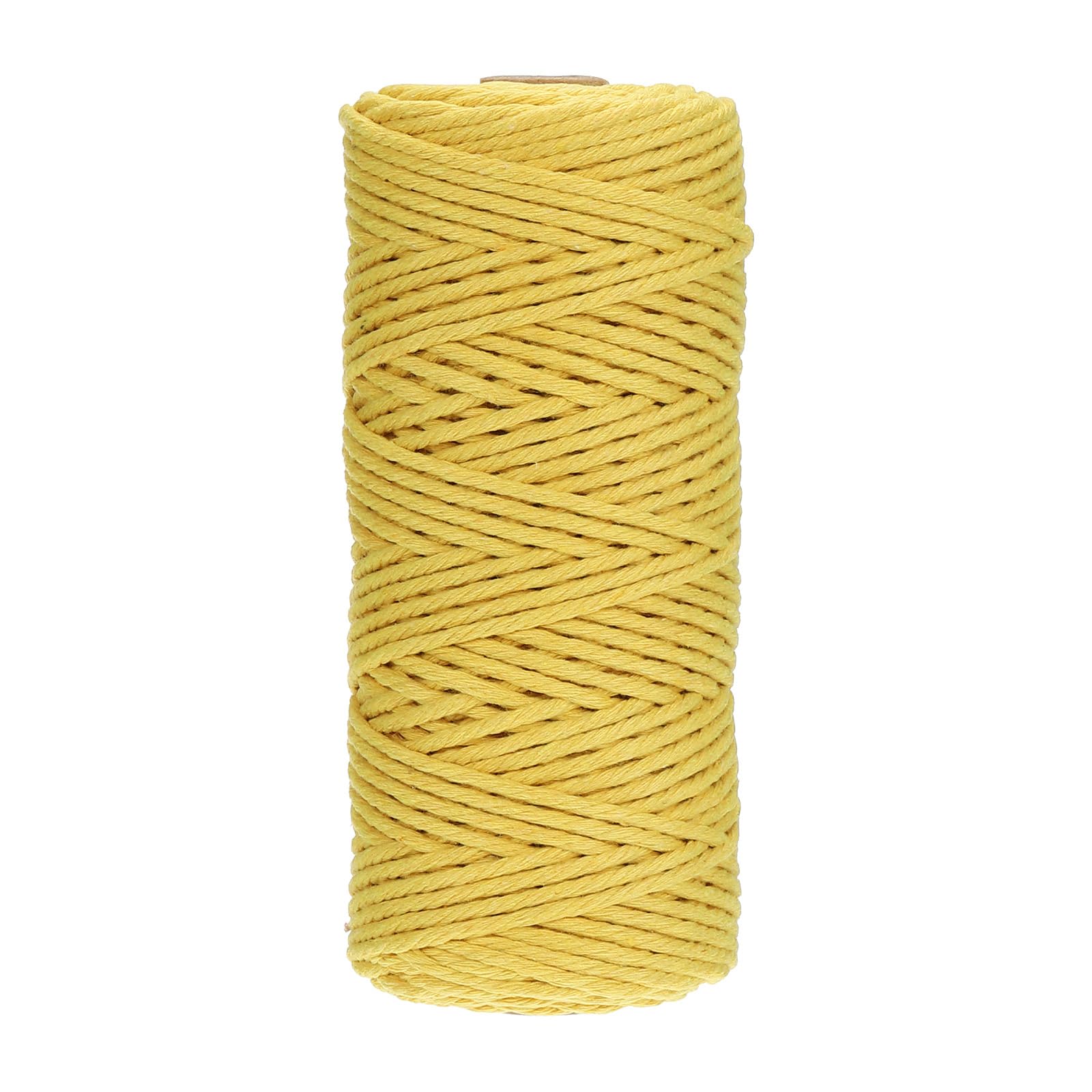 PATIKIL 3mm x 109 Yard Macrame Cord, Soft Cotton Colored Macrame Yarn String 4 Strand Twisted for Wall Hanging Plant Hanger Dreamcatcher DIY Knitting Supplies, Yellow