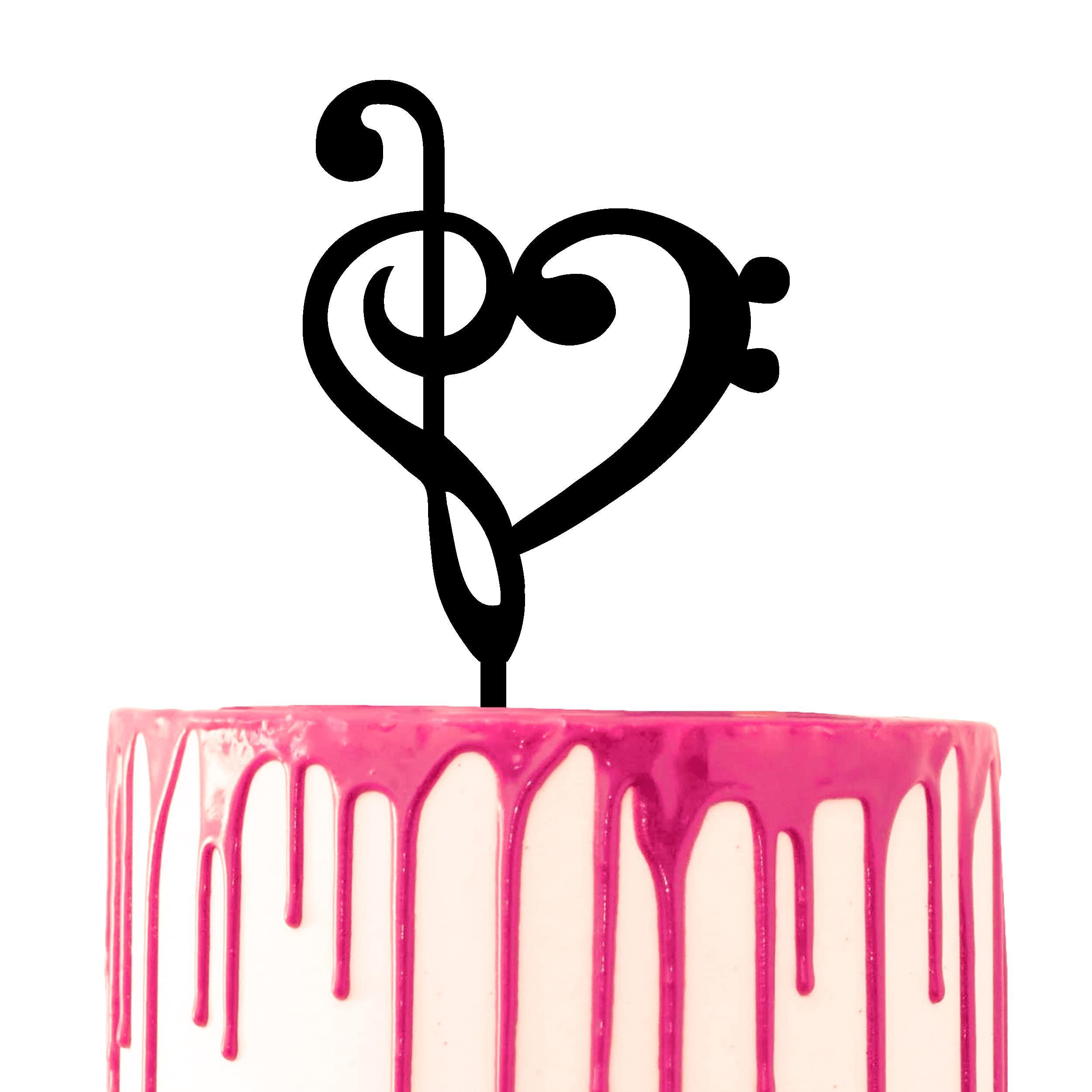 CARISPIBET cake topper musical clefs make heart-shaped acryllic wedding cake topper thematic decoration