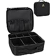 Relavel Makeup Bag, Makeup Organizer Bag Travel Train Case Portable Cosmetic Artist Storage Bag with Adjustable Baffle for Makeup Brush Jewelry (Black)