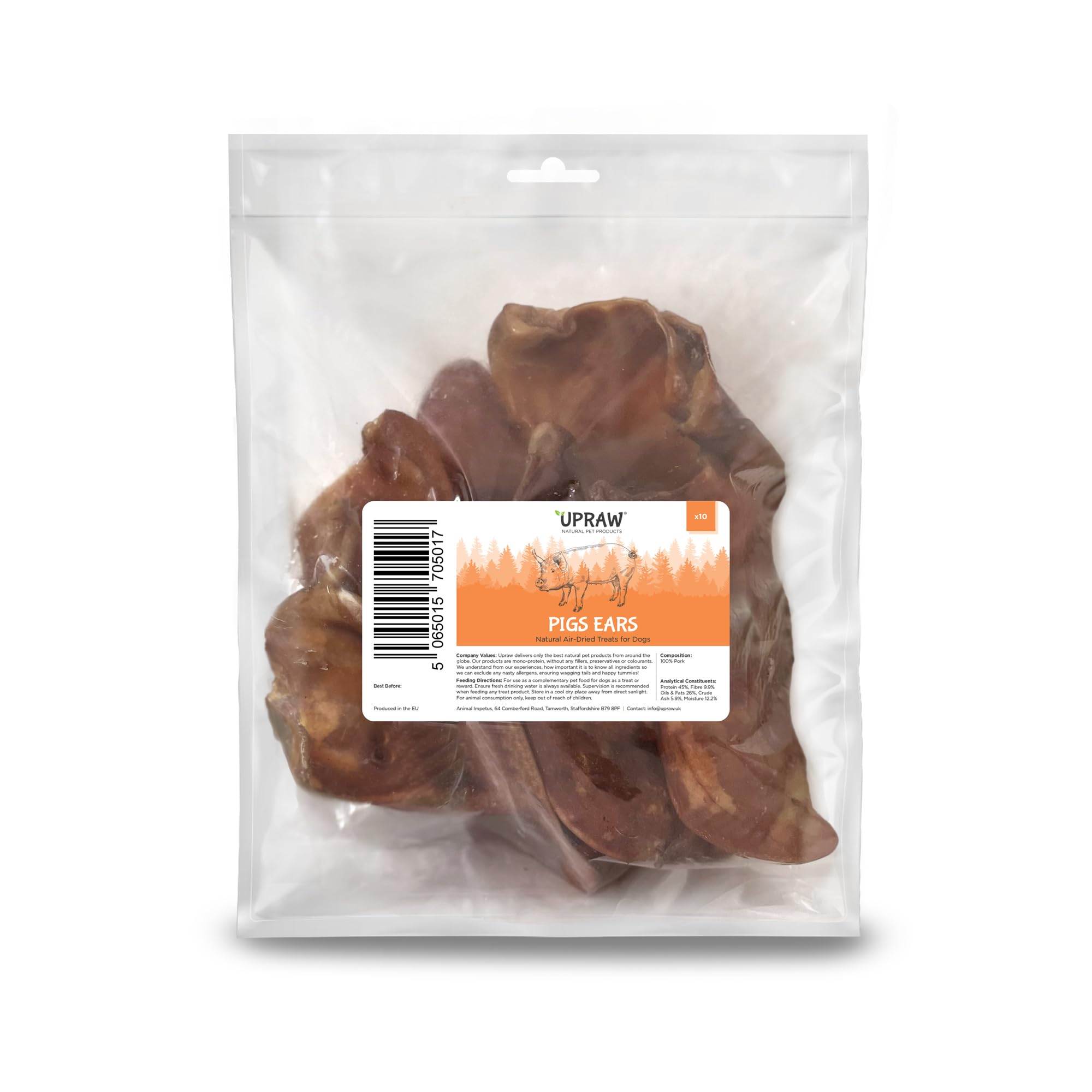 Extra Large Pigs Ears For Dogs (10 Pack) Delicious Tasting Air Dried, High in Protein Aids Muscle and Tissue Repair, Contains Collagen for Healthy Coats.
