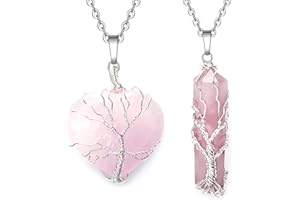 KARMAPLEDGE Handcrafted Crystal Orgone Pendant & Necklace; Spiritual Healing Crystal Necklace Pendant; Chakra Necklace for Women & Men; Crystal Jewellery Protection Necklace Parent A (Rose Double Point and Rose Heart)