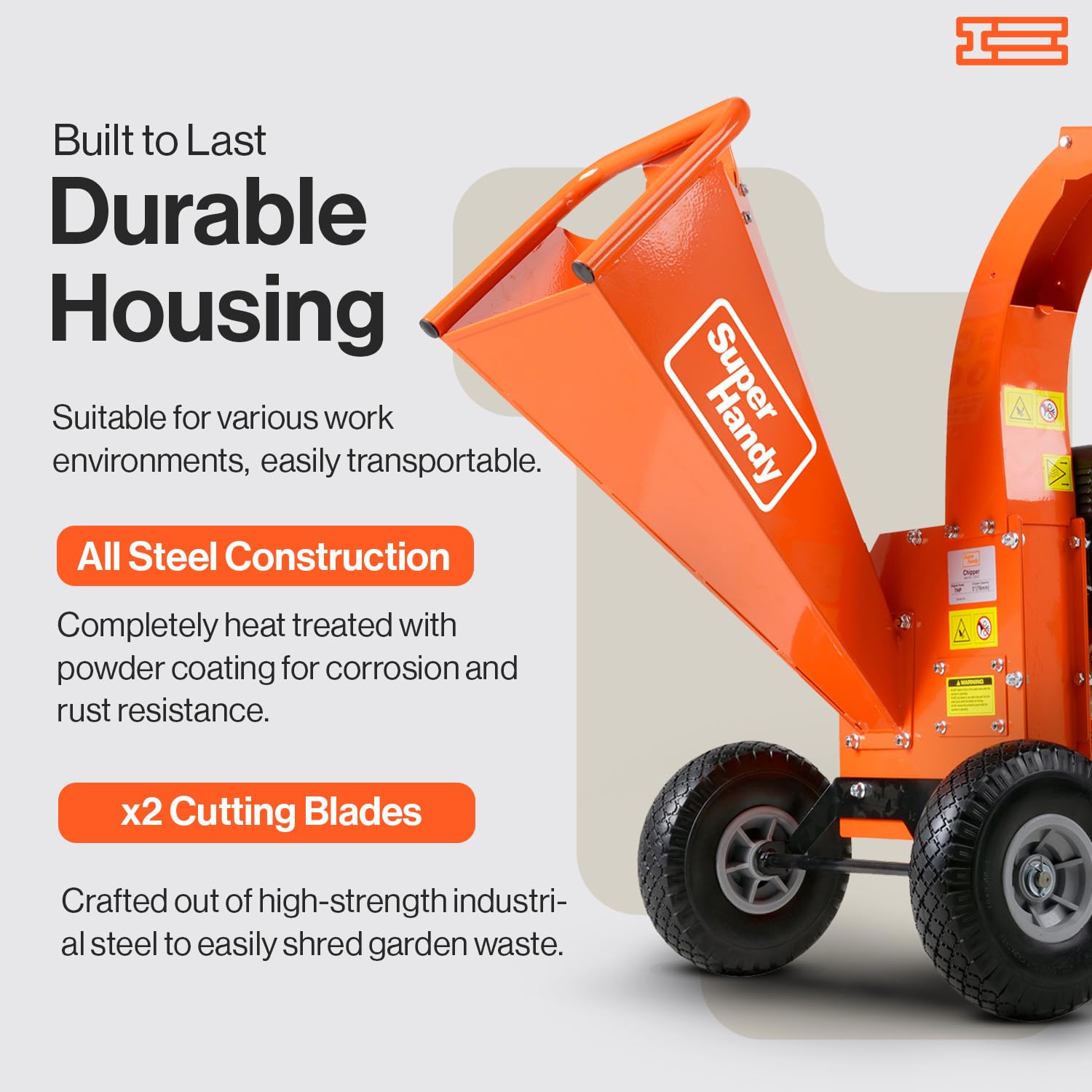 SuperHandy Mini Wood Chipper Shredder Mulcher Heavy Duty 7HP Compact