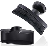 Yoseng Tire Shine Brush - Curved Brush Head & Large 3.8'' Tire Dressing Applicator with Storage Stand for Automotive Detailing, Car Enthusiasts, DIY Users (Vegan, Washable, Black)