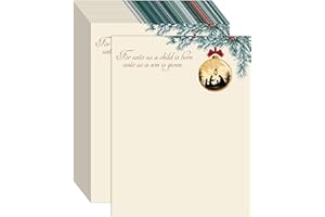 LONFLINESS 100 PCS Christmas Holy Family Holiday Letterhead Christmas Border Computer Paper Stationery Paper for Note Letters to Santa Holiday Printer Papers Invitations Office School 8.5 x 11 In