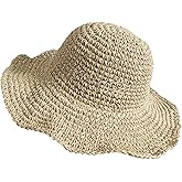Senker Fashion Beach Straw Hats for Women, Handmade Floppy Bucket Sun Hat for Summer Vacation Wide Brim Packable Travel