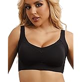QOU Push Up Bra Wireless Bras for Women No Underwire Seamless Bra Comfort 2-ply Cups Everyday Bras Full Coverage Sport