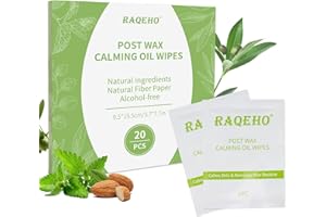 RAQEHO 20PCS Post Wax Wipes - After Waxing Calming Oil Wipes Post Wax Care for Body Facial Waxing Remover Aftercare Product for Hair Removal After Wax Care Remove Residue Waxing Aftercare Supplies