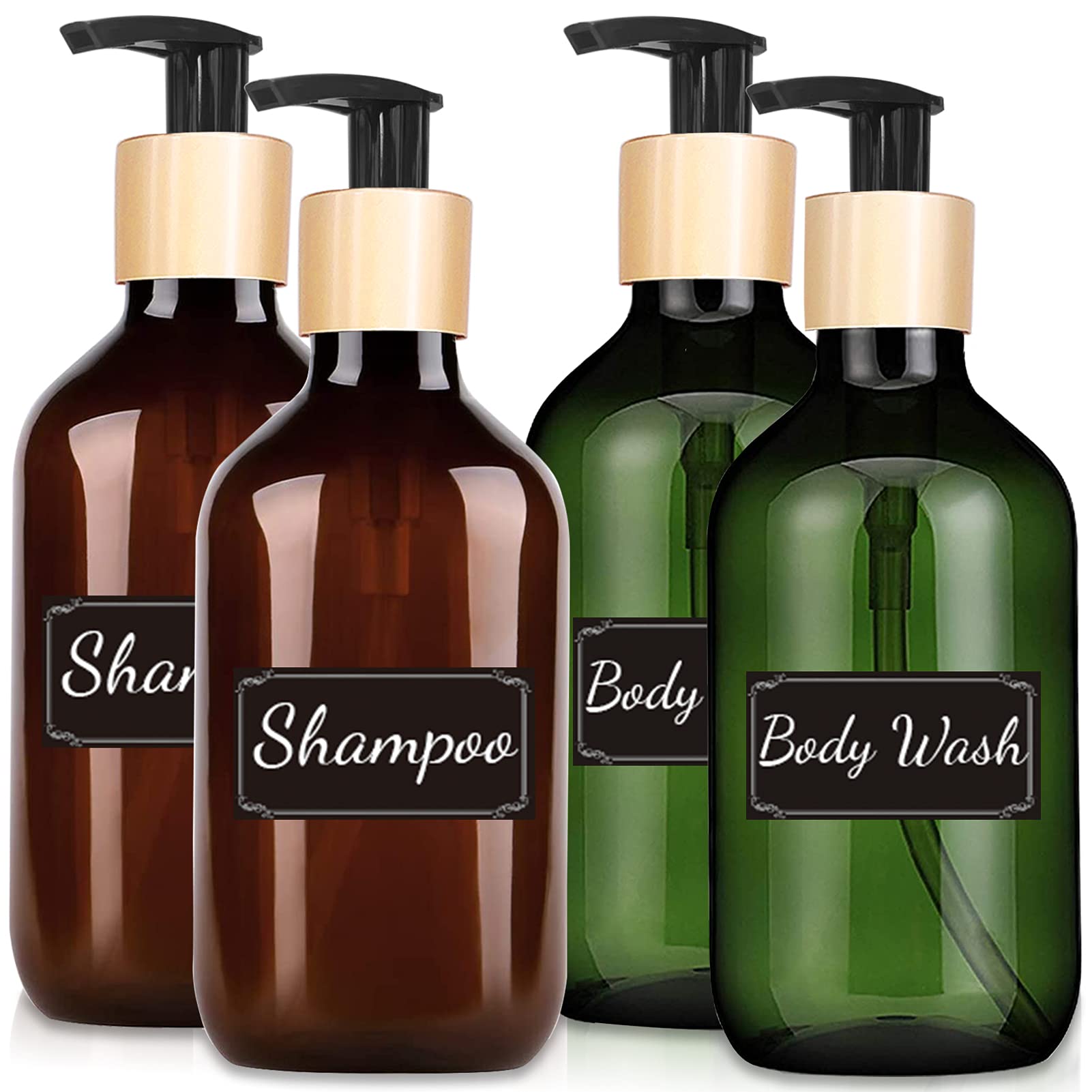 ACCL, 17oz Large Capacity Refillable Plastic Liquid Bottle with Lockable, Reusable Soap Dispenser for Oil, Shampoo, Pump Lotion(4 Pack), Multi