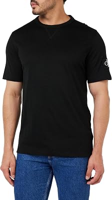 Uomo T-Shirt Maniche Corte Regular Tee con Etichetta con Logo, Nero (CK Black), XXL