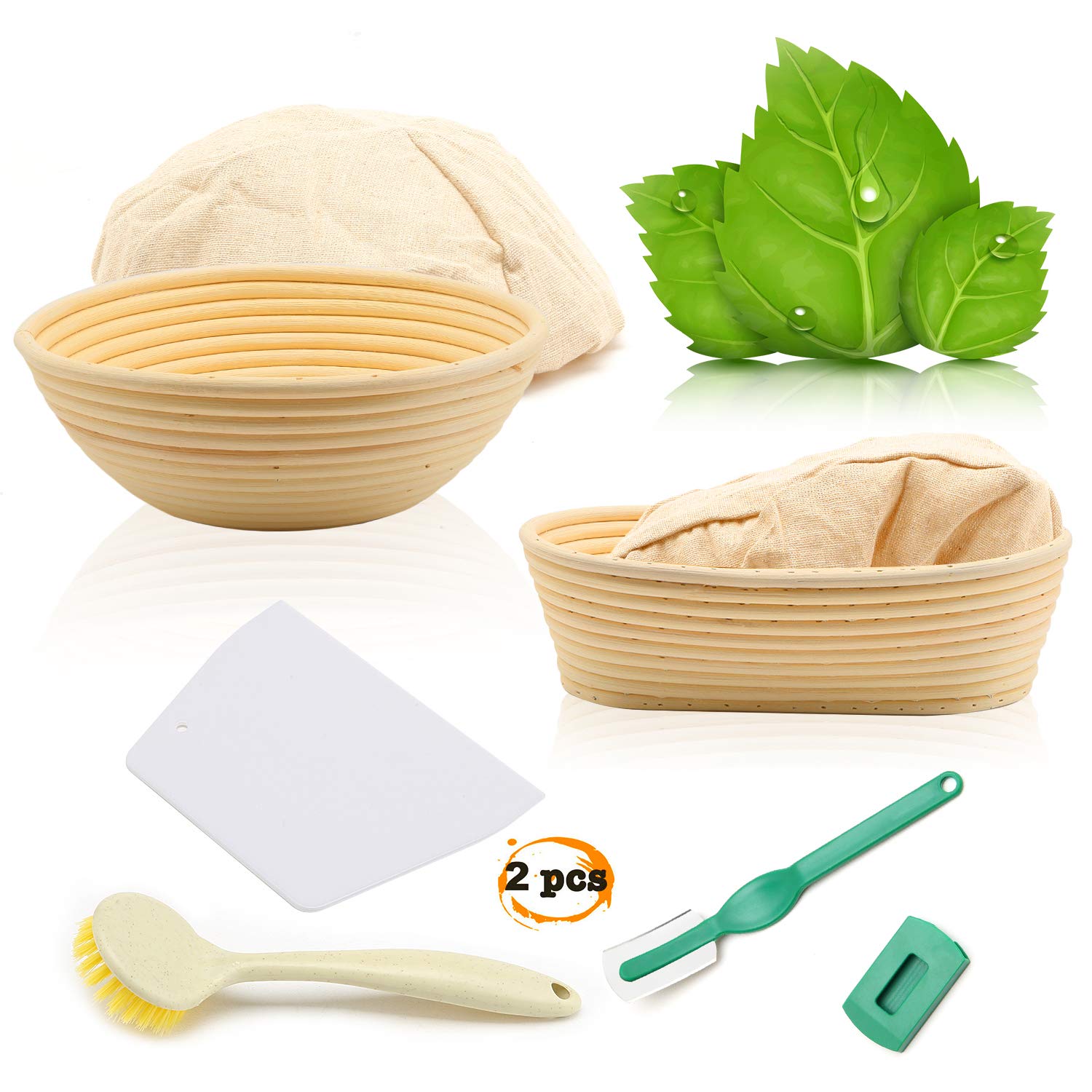 Buy Bread Proofing Basket Set, 10Inch Oval & 9 Inch Round